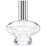 1.7oz. Short Oval Glass Spray Bottle, with silver sprayer and gold cap.