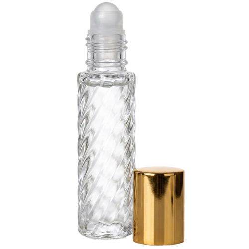 Swirl Glass Roll-On Bottle (Gold Cap)