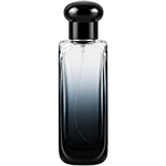 Black Gradient tall rectangular, glass spray bottle with rounded vertical edges and a dome shaped, bulbous cap.