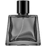 Black see through flat square glass spray bottle with a soft hue, featuring a black cylindrical cap and black sprayer